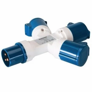 Image of Silverline 16A 240V IP44 2P+E 3 Way Caravan Lead Splitter