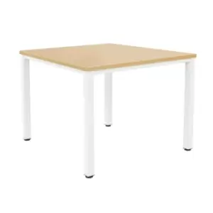 Image of Fraction Infinity Square Nova Oak Meeting Table With White Legs - 120 X 120