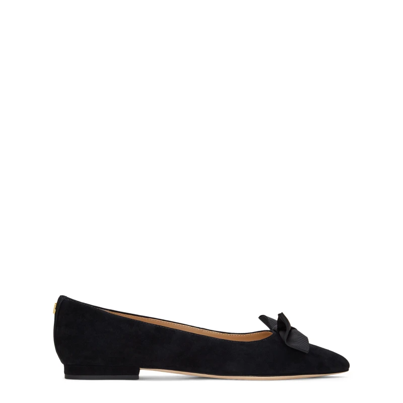 Image of Lauren by Ralph Lauren Londyn Bow Ballet Pumps - Black 5