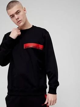 Image of HUGO Dranach Cyber Logo Sweatshirt - Black Size M Men