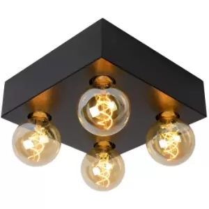 Image of Lucide SURTUS - Flush Ceiling Light - 4xE27 - Black