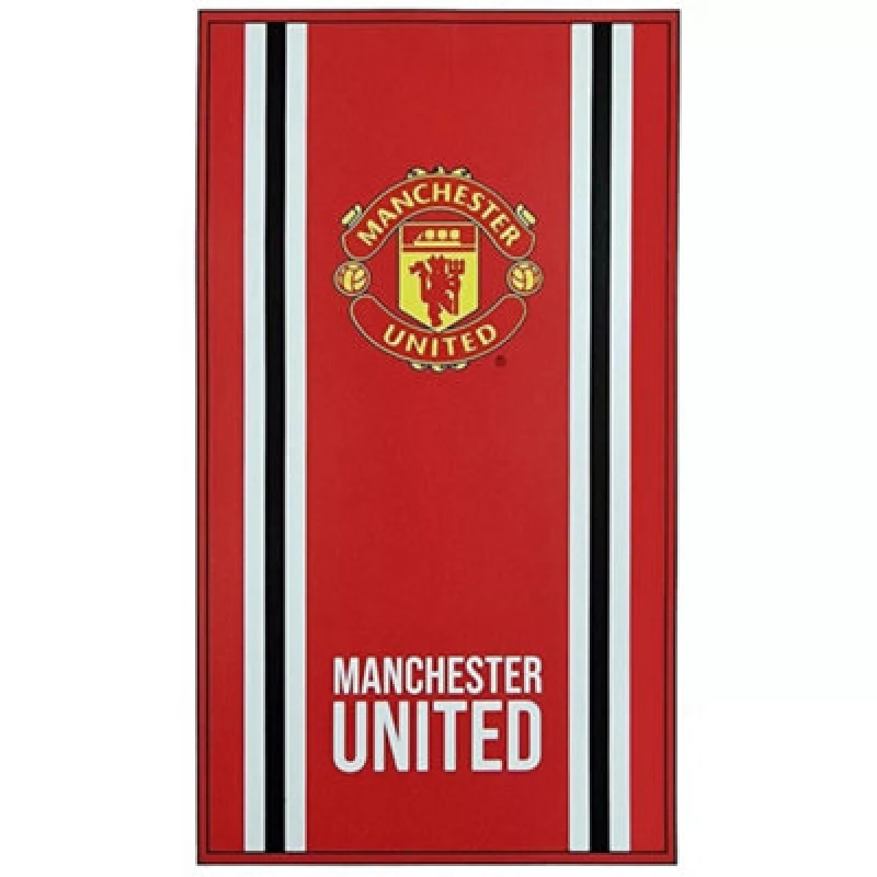 Image of Manchester United FC Manchester United FC Core Stripe Towel in Red Red One Size Unisex 5063574289955