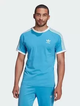 Image of adidas Originals 3 Stripe California T-Shirt, Bright Blue Size XS Men