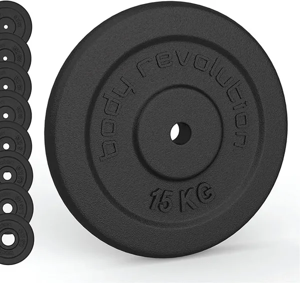 Image of Body Revolution Solid Cast Iron Weight Plates - Set For 1 Inch/25mm Barbells and Dumbbells 30146