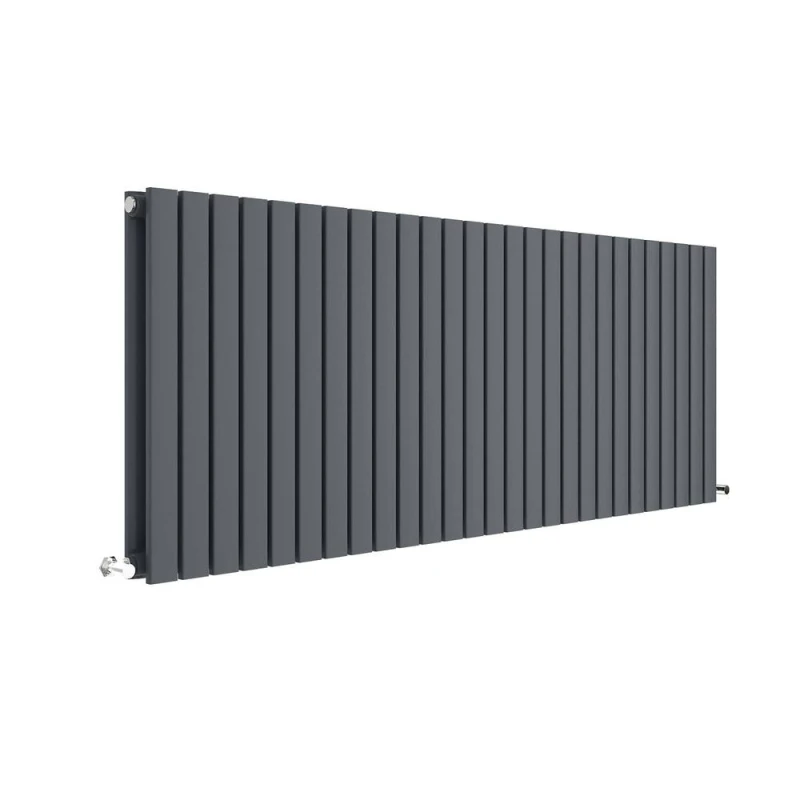 Image of Balterley Lucia Square Horizontal Double Panel Radiator, 600 x 1572mm Anthracite in Grey Grey Unisex