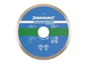 Image of Silverline 868730 Tile Cutting Diamond Blade 115 x 22.23mm Continuous Rim