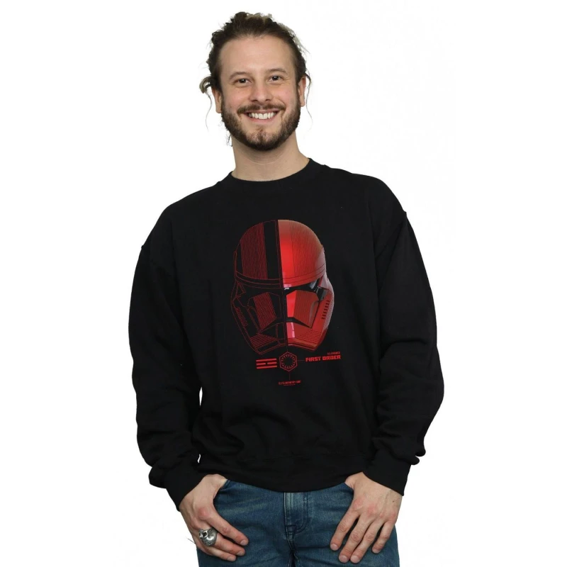 Image of Disney Men Star Wars The Rise Of Skywalker Sith Trooper Helmet Sweatshirt in Black Size: Small Black S Male 5059400158908