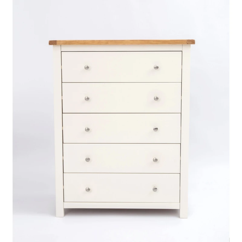 Image of Cabinet Bits Maggiori 5 Drawer Chest of Drawers Chrome Knob in Off-White Off-White Unisex