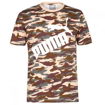 Image of Puma Camo Logo QT T Shirt Mens - Camo AOP