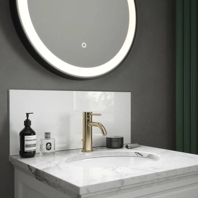 Image of Ice White Glass Bathroom Splashback 250 X 500 X 4Mm, White SB50382