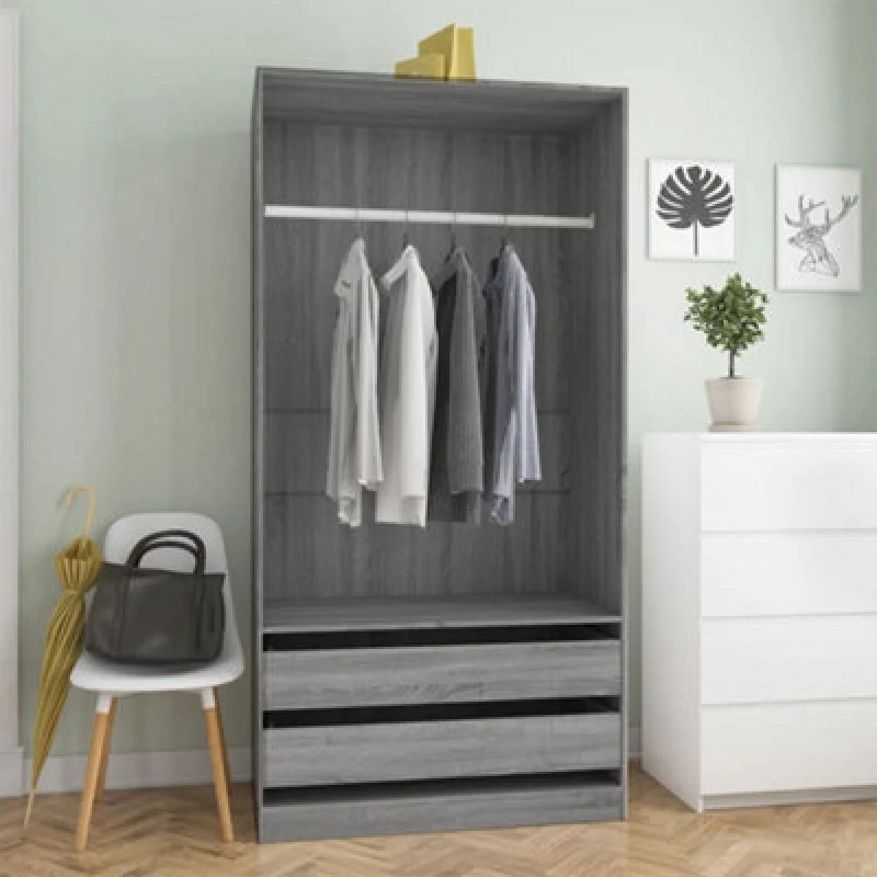 Image of vidaXL Wardrobe Grey Sonoma 100x50x200cm Engineered Wood, Grey 815346