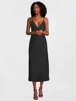 Image of Calvin Klein Midi Slip Dress - Black, Size 42, Women