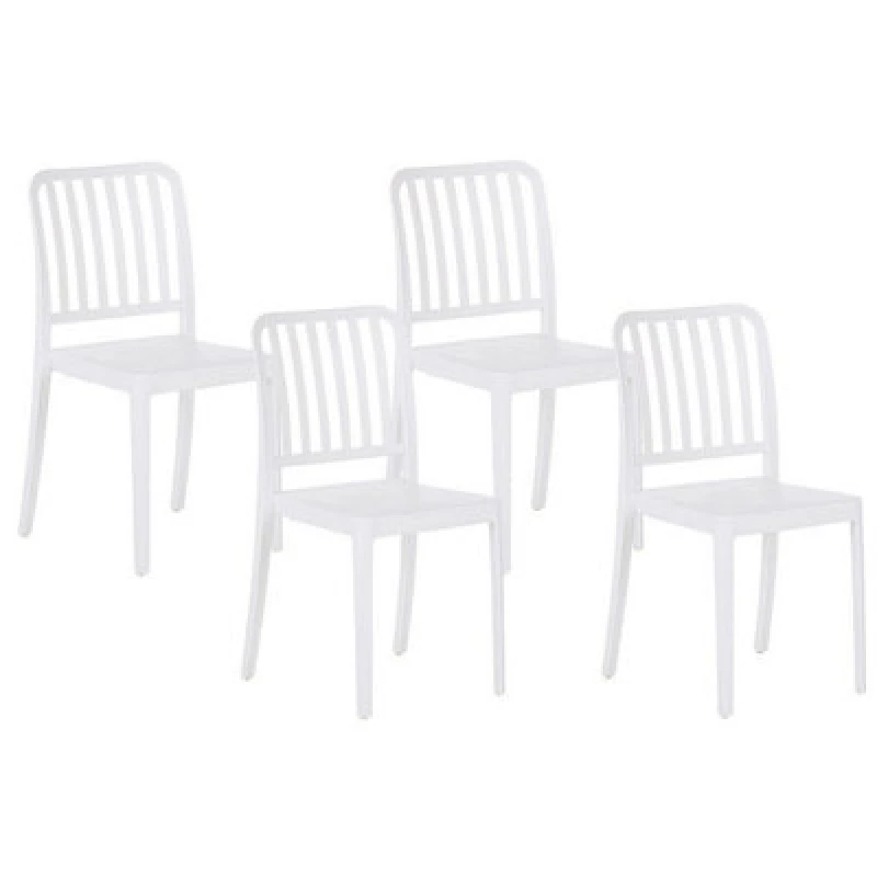 Image of Beliani Set Of 4 Garden Chairs Sersale Synthetic Material White