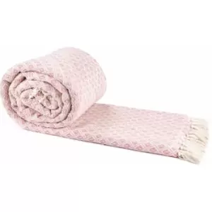 Image of Emma Barclay Casablanca Scandi 100% Recycled Cotton Throw, Blush, 228 x 254 Cm