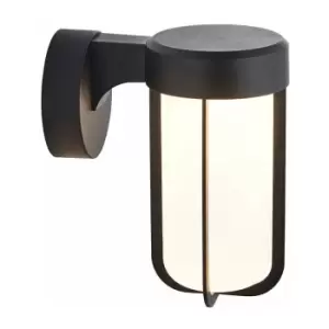 Image of Loops - Matt Black Outdoor Wall Light & Frosted Glass Shade IP44 Rated 8W LED Module
