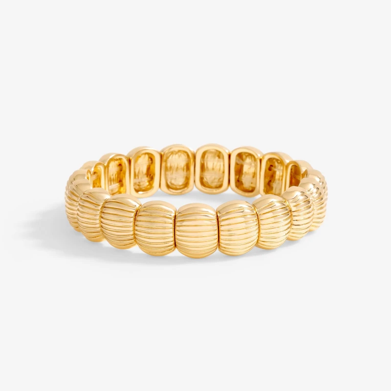 Image of Mood Gold Polished Ridged Stretch Bracelet Gold