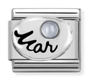 Image of Nomination CLASSIC Silvershine Symbols March Aquamarine Birthstone...