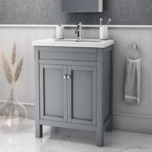 Image of 600mm Grey Freestanding Vanity Unit with Sink - Avebury