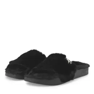 Image of Puma Sportstyle Leadcat Fluffy Sliders - Black