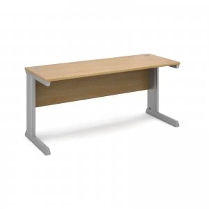 Image of Vivo Straight Desk 1600mm x 600mm - Silver Frame Oak Top