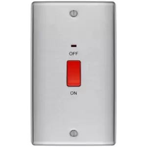 Image of BG Brushed Steel 45A Double Pole Switch With Indicator Double Plate - NBS72 - 216697