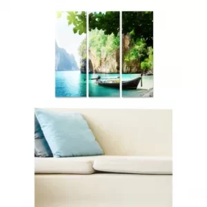 Image of MDF95180218 Multicolor Decorative MDF Painting (3 Pieces)