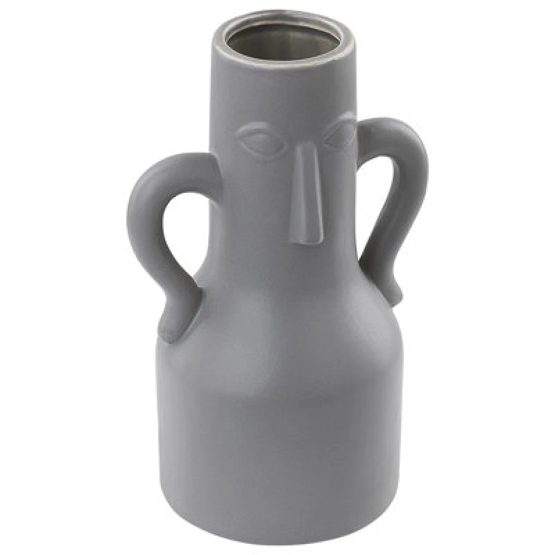 Image of Beliani Flower Vase Tripoli Ceramic 21cm Grey