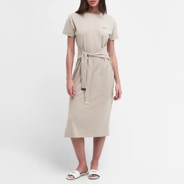 Image of Barbour International Whitson Stretch Ribbed-Cotton Midi Dress - UK 12