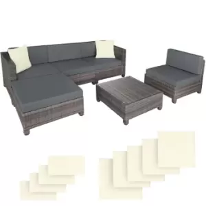 Image of Tectake Rattan Corner Sofa Set With Aluminium Frame - Grey