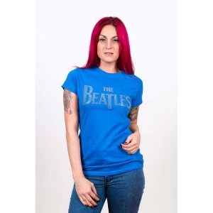 Image of The Beatles - Drop T Logo Womens Small T-Shirt - Blue