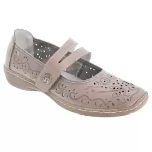 Image of Boulevard Womens/Ladies Touch Fastening Perforated Bar Casual Leather Shoes (5 UK) (Beige)