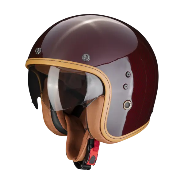 Image of Scorpion Belfast Carbon Evo Solid Red Jet Helmet Size L