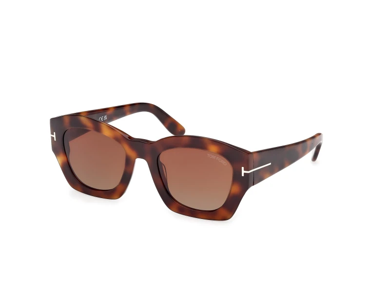 Image of Tom Ford Guilliana Geometric Sunglasses - Blonde Havana Light Brown WAGZ6 Unisex