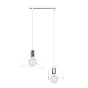 Image of Dex White Bar Pendant Ceiling Light 2x E27
