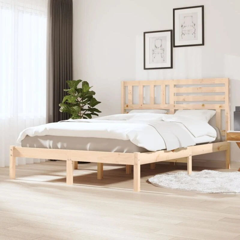 Image of VIDAXL Bed Frame without Mattress 120x190cm Small Double Solid Wood Pine Vidaxl 8720286959800