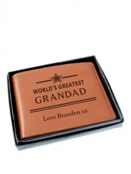 Image of Personalised World'S Greatest Grandad Tan Leather Wallet