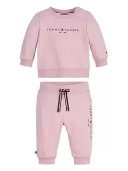 Image of Tommy Hilfiger Baby Essential Crewneck Set - Pink, Size 0-3 Months