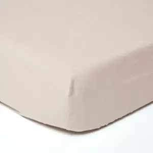 Image of Natural Linen Deep Fitted Sheet, Single - Natural - Natural - Homescapes