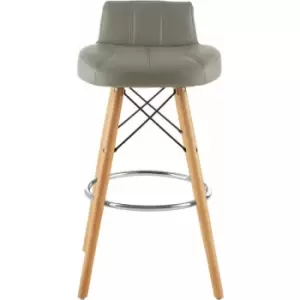 Image of Stockholm Grey Leather Effect Bar Stool - Premier Housewares
