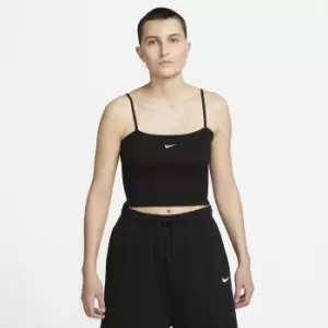 Image of Nike Nsw Essential Rib Crop Top Womens, Black/White, Female, T-Shirts, DM6737-010