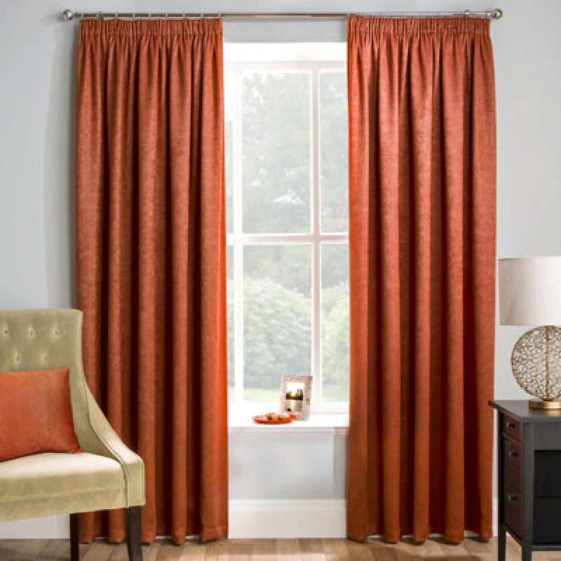 Image of Enhanced Living 'Matrix' Orange - Tape Top Thermal Noise Reducing Dim Out Curtains - Pair Orange
