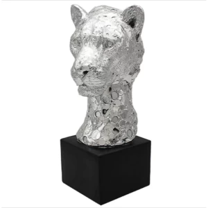 Image of Silver Art Cheetah Bust Figurine By Lesser & Pavey