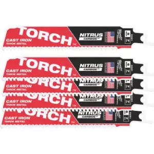 Image of Milwaukee Heavy Duty TORCH Nitrus Carbide Reciprocating Sabre Saw Blades 150mm Pack of 5