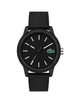 Image of Lacoste Lacoste 12.12 Black Dial Black Fabric Strap Mens Watch, One Colour, Men