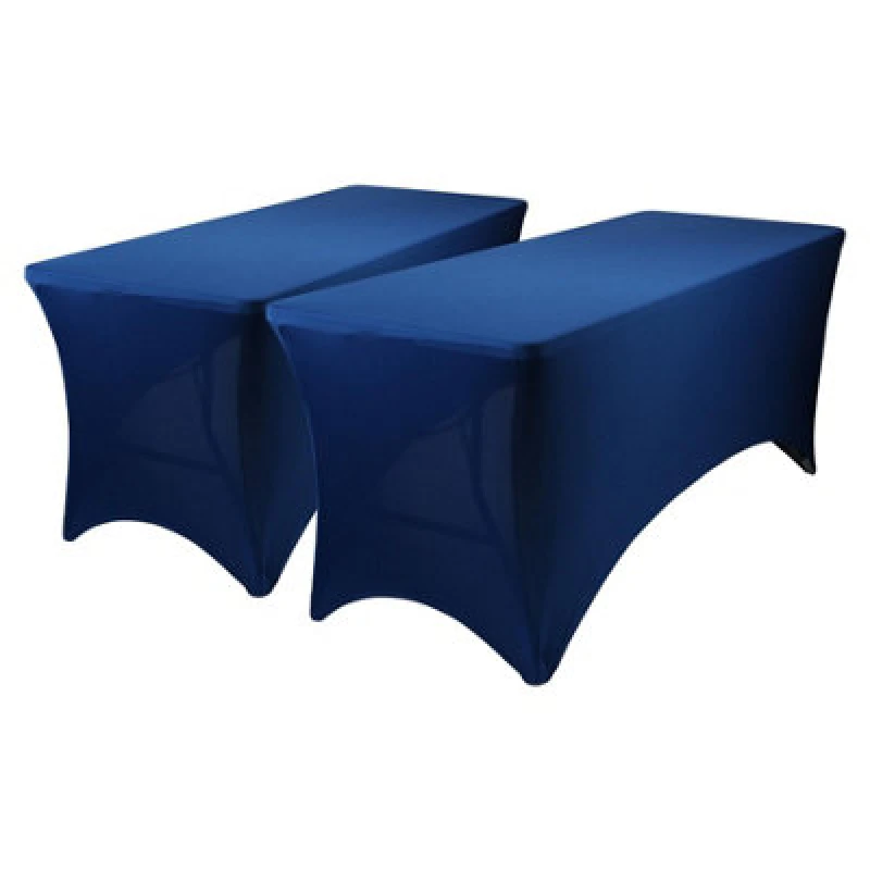 Image of Harbour Housewares Rectangular Spandex Fitted Tablecloths - 6ft (180Cm) - Blue - 2X Elasticated Stretchy Table Cloth Cover