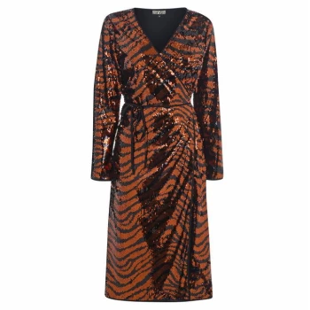 Image of Biba Tiger Sequin Dress - Rust