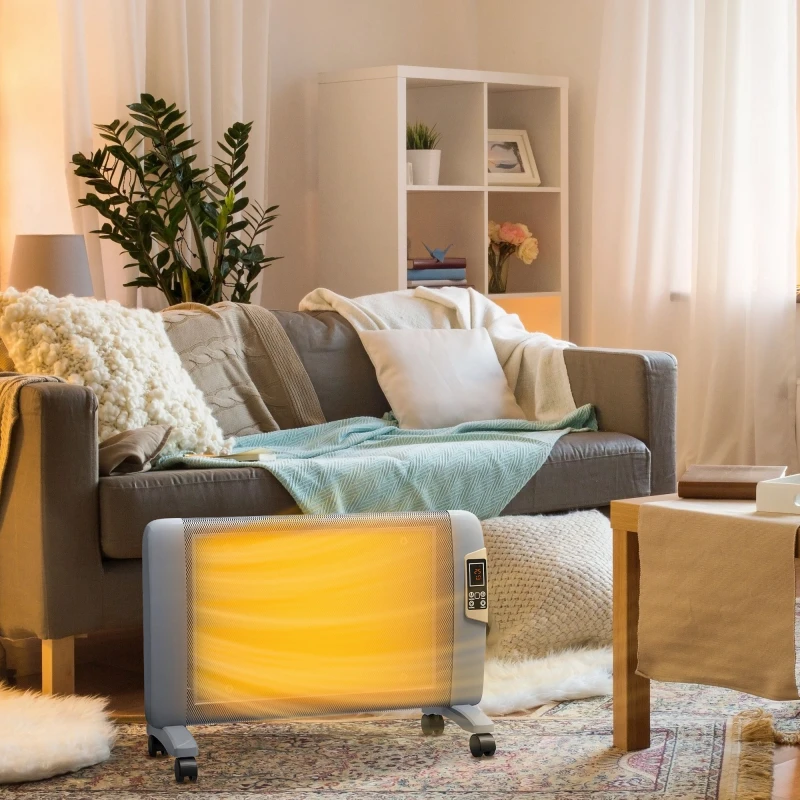 Image of Homcom Mica Electric Space Heater - 2 Heat Settings - Grey 820-302V70GY