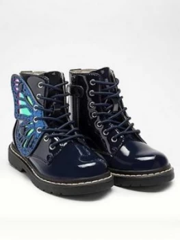 Image of Lelli Kelly Girls Fairy Wings Ankle Boot - Navy Patent, Navy Patent, Size 2 Older