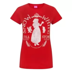 Image of Disney Womens/Ladies Snow White Distressed T-Shirt (Small) (Red)