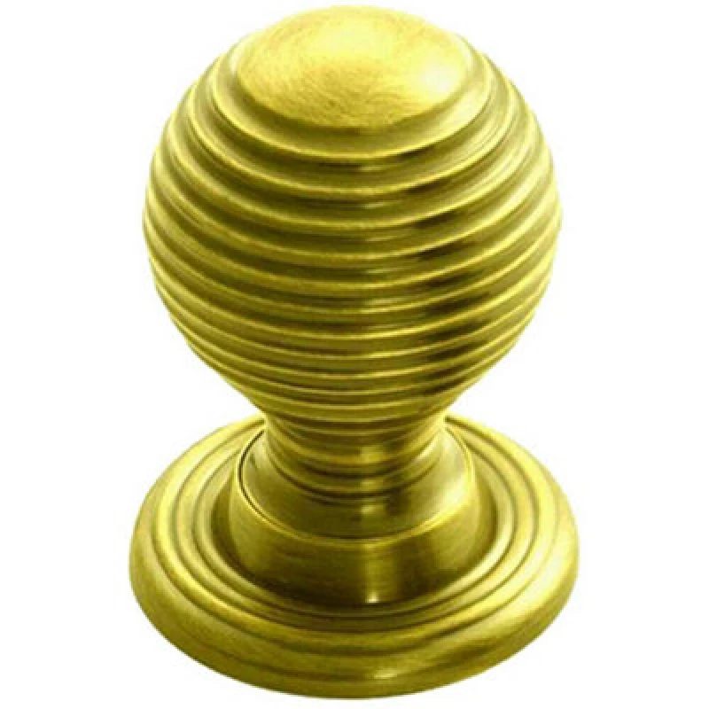 Image of Loops Textured Reeded Ball Cupboard Door Knob 28mm Dia Polished Brass Handle Metallics unisex